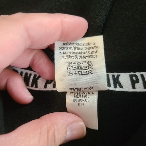 Victoria's Secret PINK Black Gray White Full Zip Hoodie Women Size Large - Picture 8 of 10